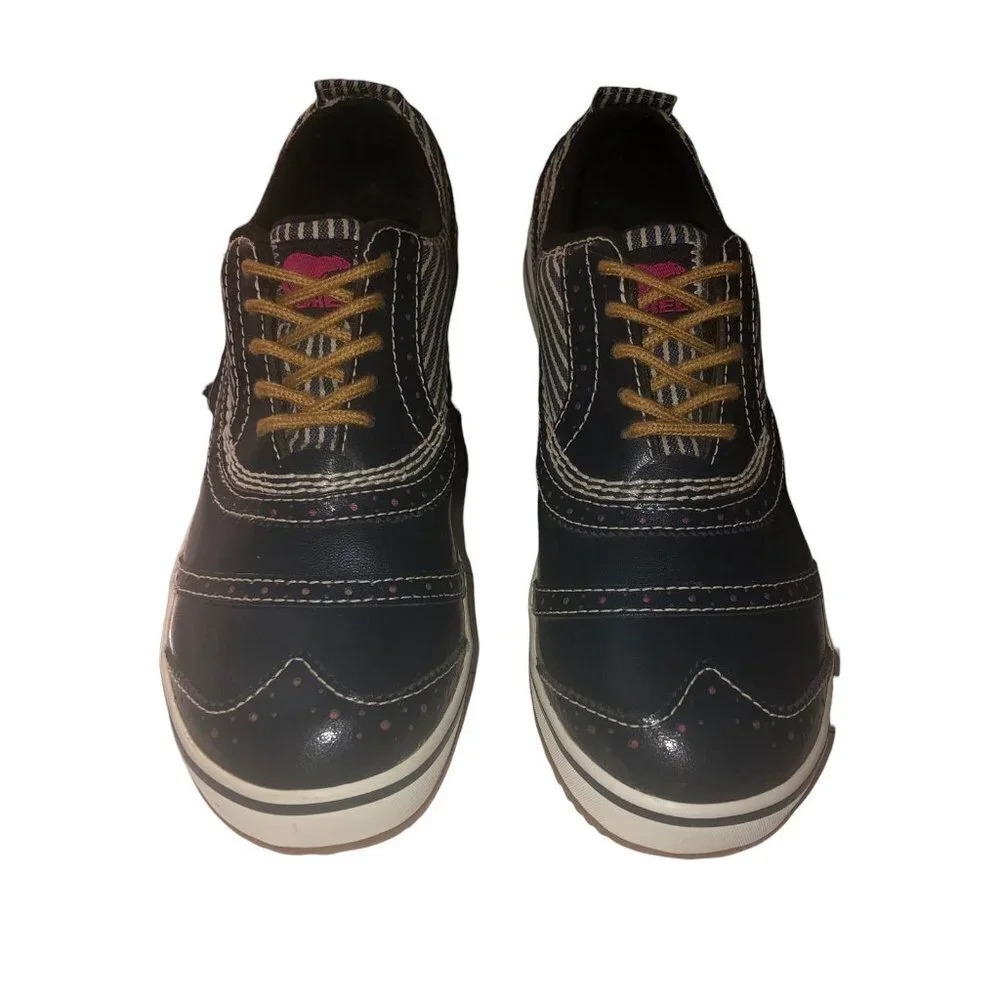 SOREL Sz 8.5 Women's Waterproof "Tivoli" Navy Blue & White Low Oxford Duck Shoes